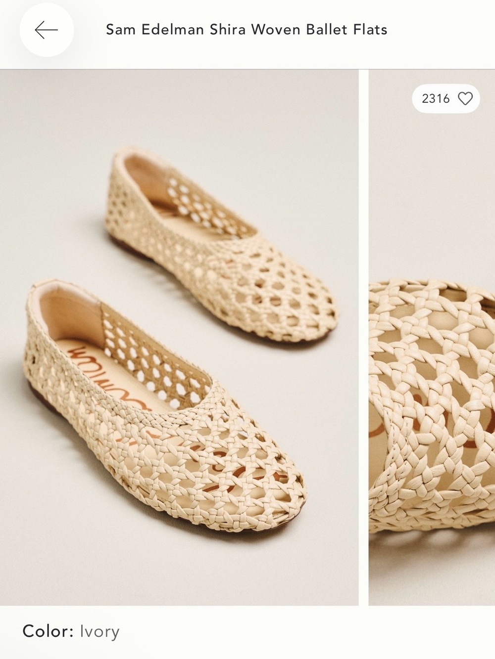 Sam Edelman Shira Woven Ballet Flats Ivory 9 NIB